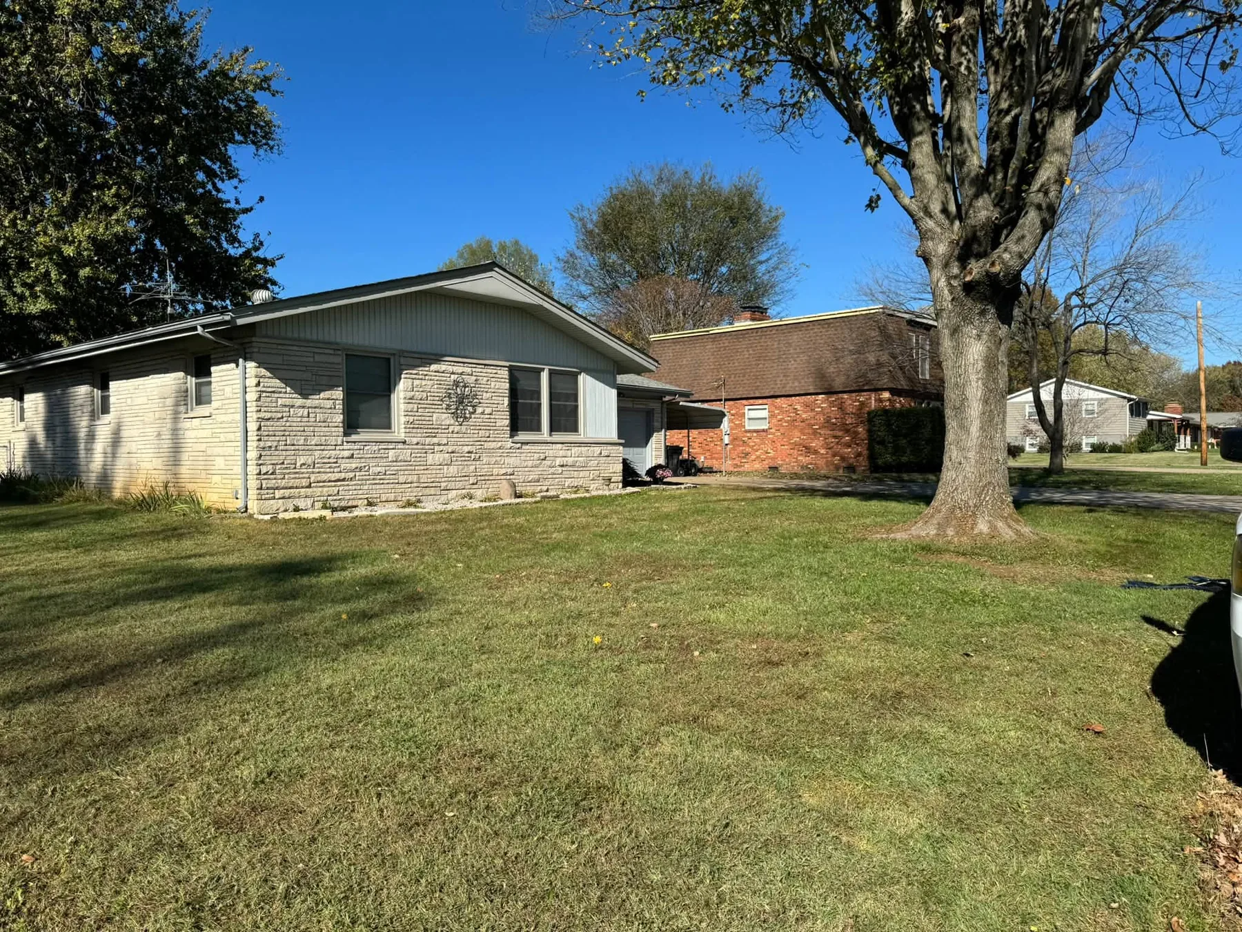 Freshly cleaned residential lawn by Alpha Lawn Care